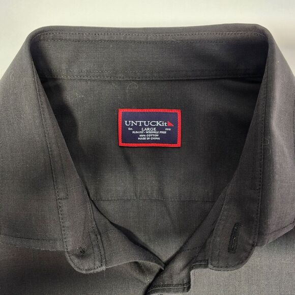 UNTUCKIT BLACK LONG SLEEVE BUTTON DOWN SIZE LARGE - Picture 2 of 10